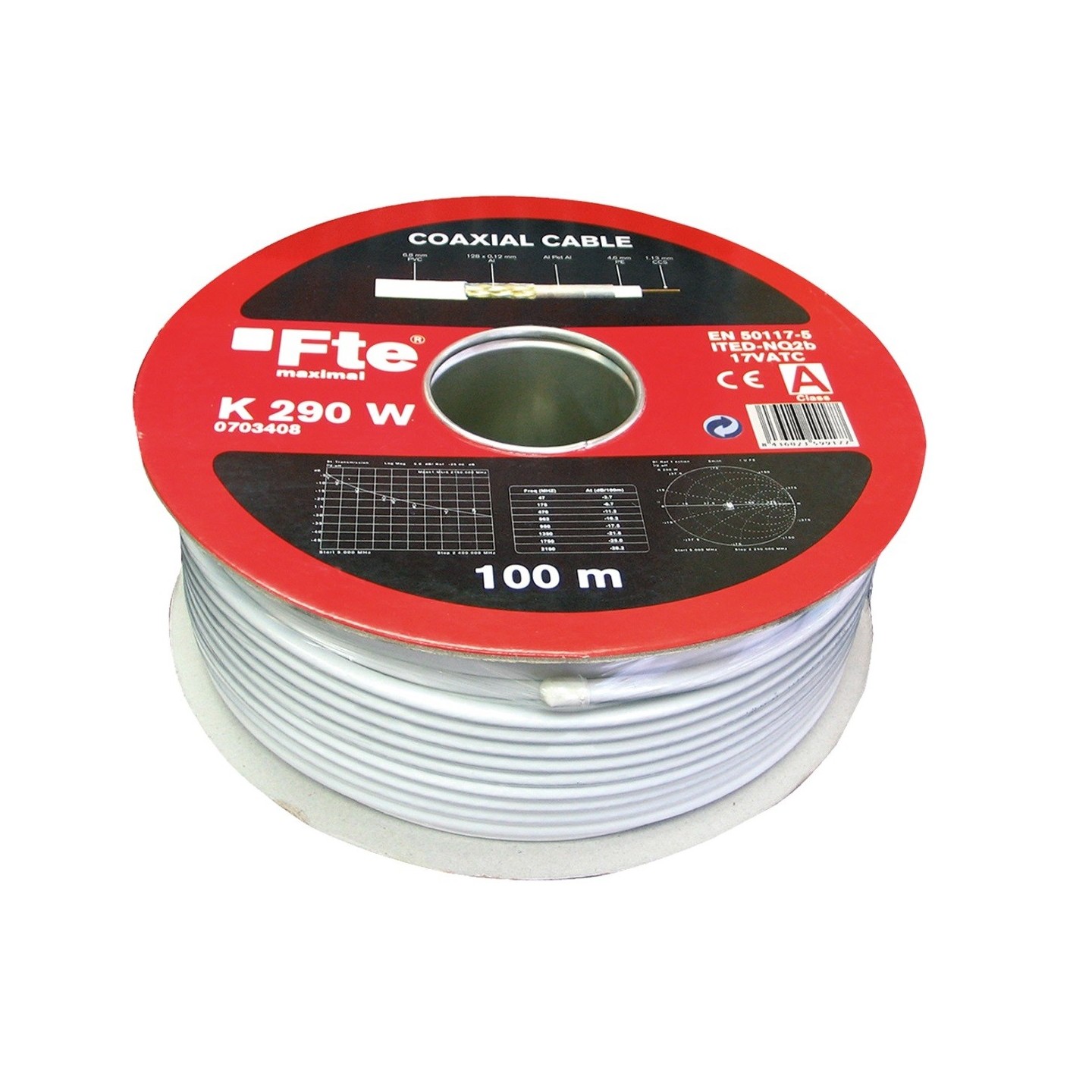 FTE Coaxial Cable - K290W - RG6 100m — Buy in Cyprus with Fast Delivery