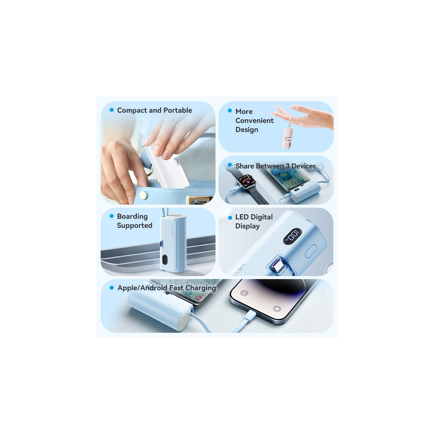 Vention Powerbank - FHQB0 - 4800mAh 22.5W Foldable USB-C Black — Buy in Cyprus with Fast Delivery