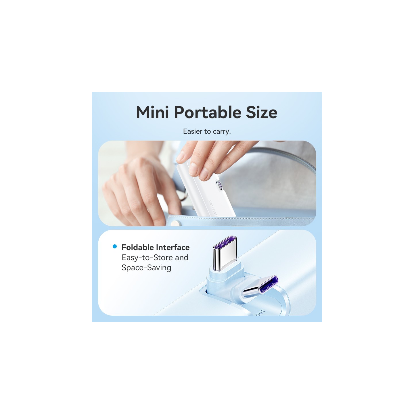 Vention Powerbank - FHQB0 - 4800mAh 22.5W Foldable USB-C Black — Buy in Cyprus with Fast Delivery