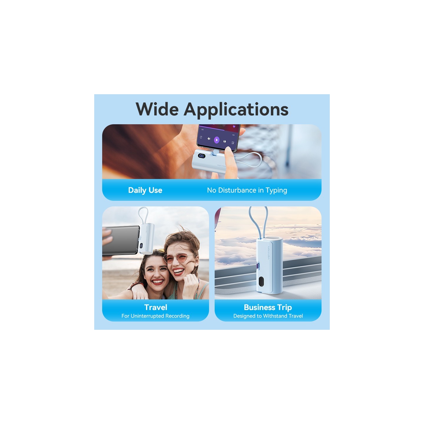 Vention Powerbank - FHQB0 - 4800mAh 22.5W Foldable USB-C Black — Buy in Cyprus with Fast Delivery