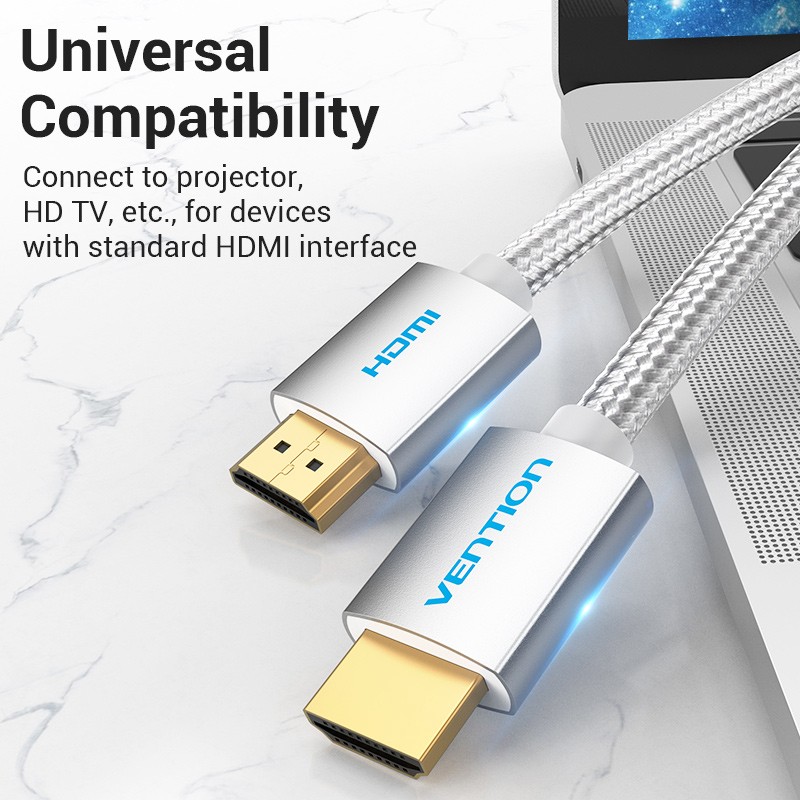 Buy Vention HDMI Cable - AABIH - HDMI Cable 2.0 4K60Hz Braided 2.0m Silver in Cyprus, Nicosia, Limassol, Larnaka, Pafos