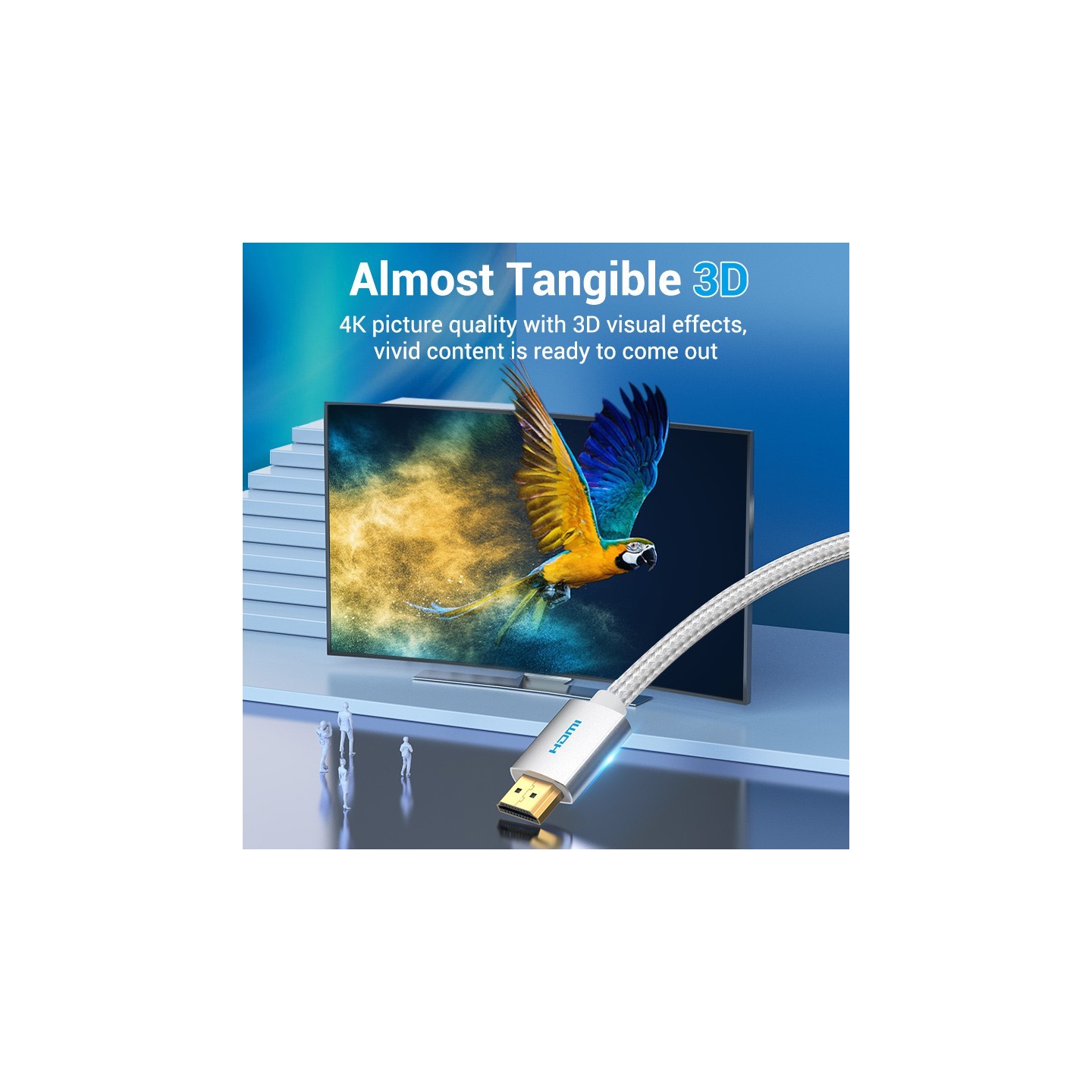 Vention HDMI Cable - AABIH - HDMI Cable 2.0 4K60Hz Braided 2.0m Silver — Buy in Cyprus with Fast Delivery