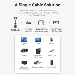 Buy Vention IT Cable - TAVHF - USB-C 4.0 M-M 1.0m Braided Aluminium Gray in Cyprus, Nicosia, Limassol, Larnaka, Pafos