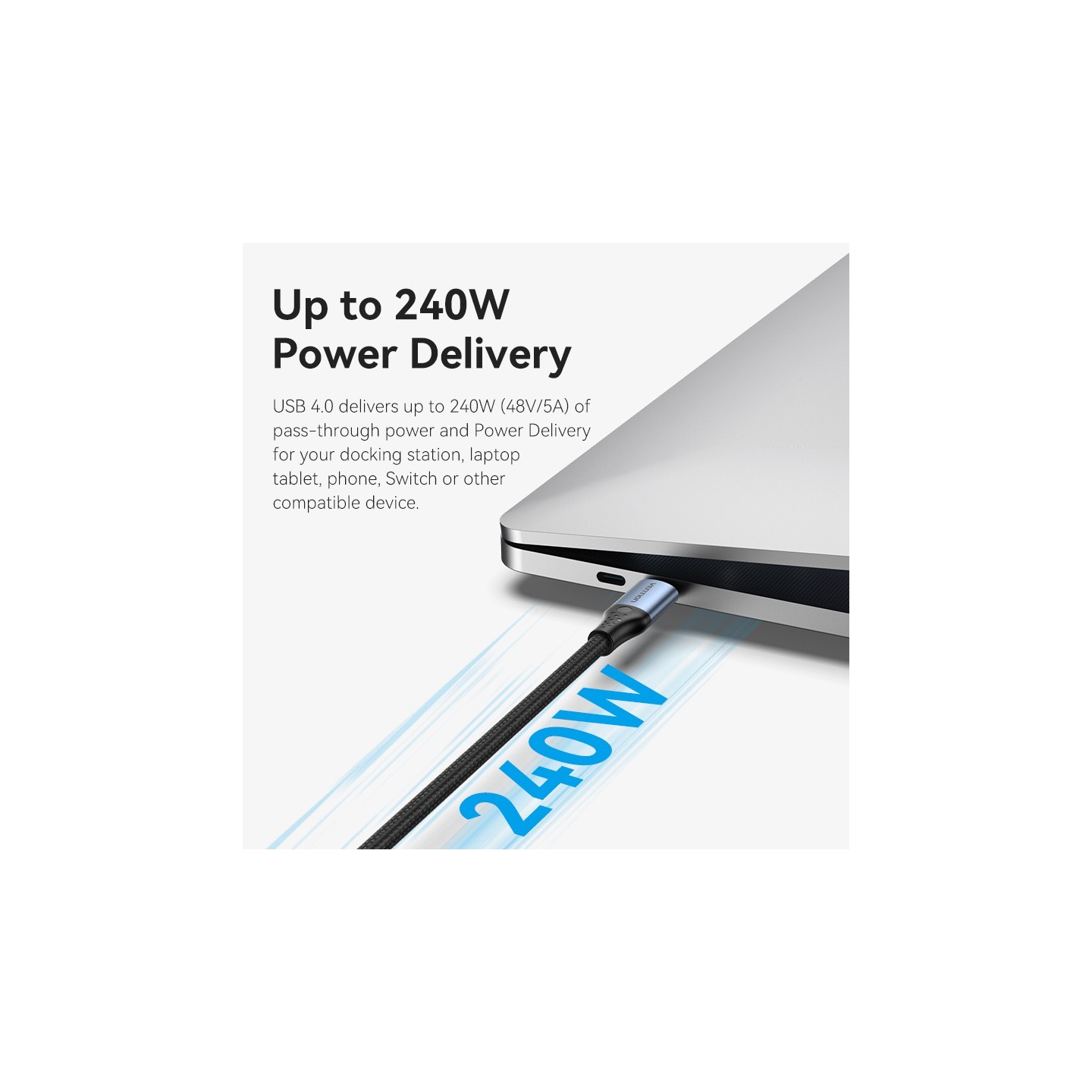 Vention TAVHF USB-C 4.0 M-M 1.0m Braided Aluminium Gray (Boxed) — Buy in Cyprus with Fast Delivery