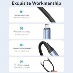 Buy Vention IT Cable - TAVHF - USB-C 4.0 M-M 1.0m Braided Aluminium Gray in Cyprus, Nicosia, Limassol, Larnaka, Pafos