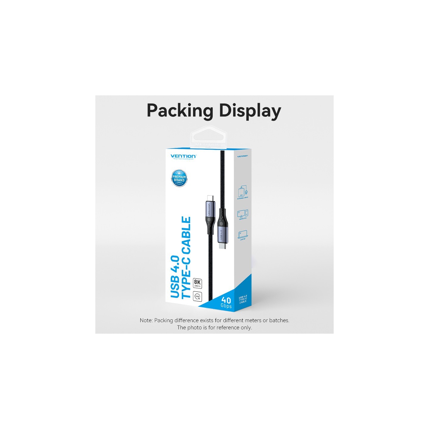 Vention TAVHF USB-C 4.0 M-M 1.0m Braided Aluminium Gray (Boxed) — Buy in Cyprus with Fast Delivery