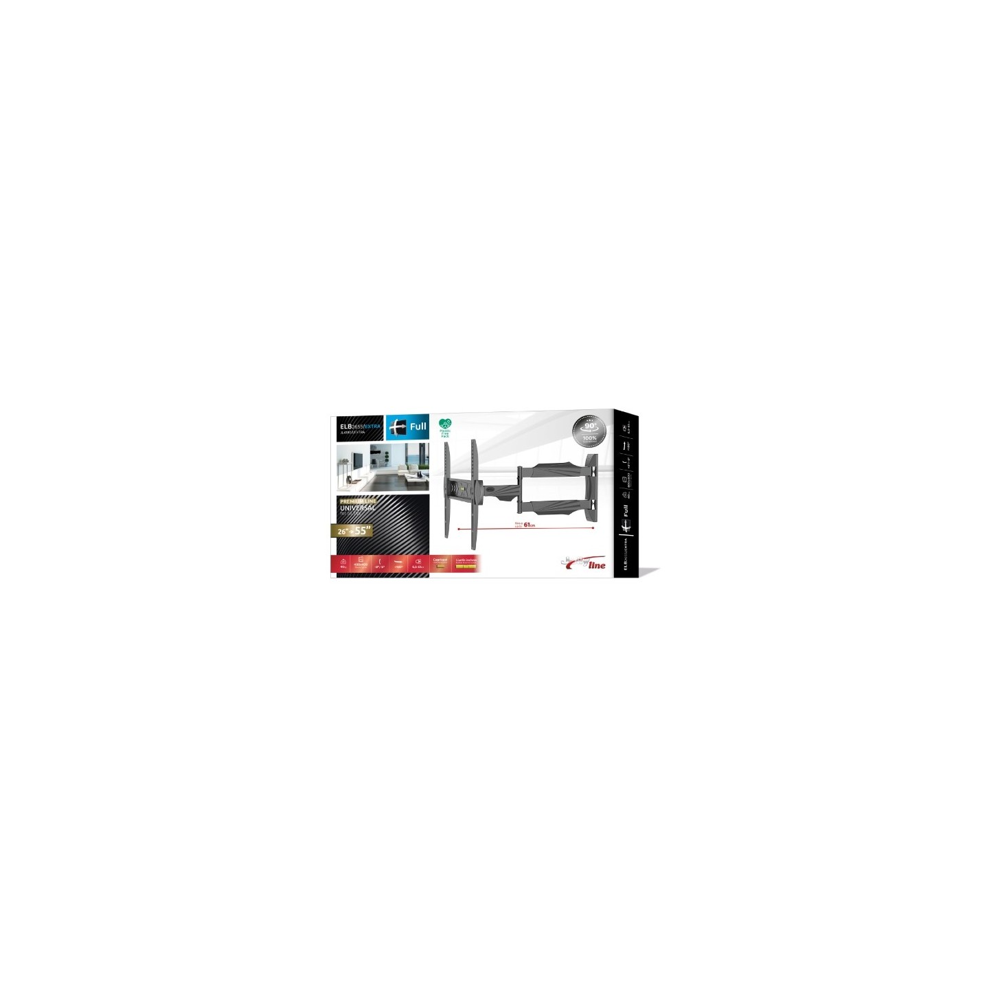 GBC Extra Long TV Wall Mount Two Arms 40x40 40kg 61cm - ELB-2642 - EXTRA — Buy in Cyprus with Fast Delivery