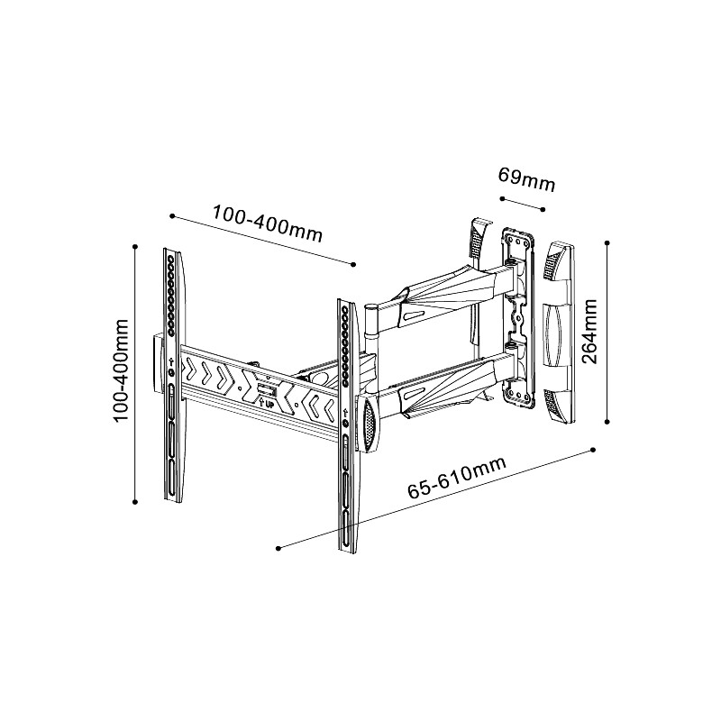 Buy GBC Extra Long TV Wall Mount Two Arms 40x40 40kg 61cm - ELB-2642 - EXTRA in Cyprus, Nicosia, Limassol, Larnaka, Pafos