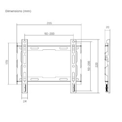 Buy Brateck TV Mount - KL32-22F - 20x20 Fixed up to 45kg in Cyprus, Nicosia, Limassol, Larnaka, Pafos