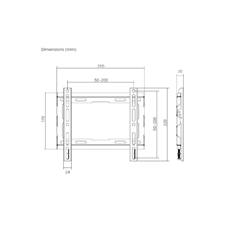Buy Brateck TV Mount - KL32-22F - 20x20 Fixed up to 45kg in Cyprus, Nicosia, Limassol, Larnaka, Pafos