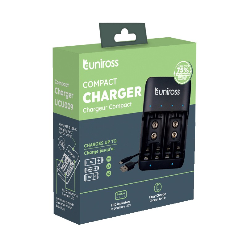 Buy Uniross USB Charger - UCU009 - AA AAA 9V in Cyprus, Nicosia, Limassol, Larnaka, Pafos
