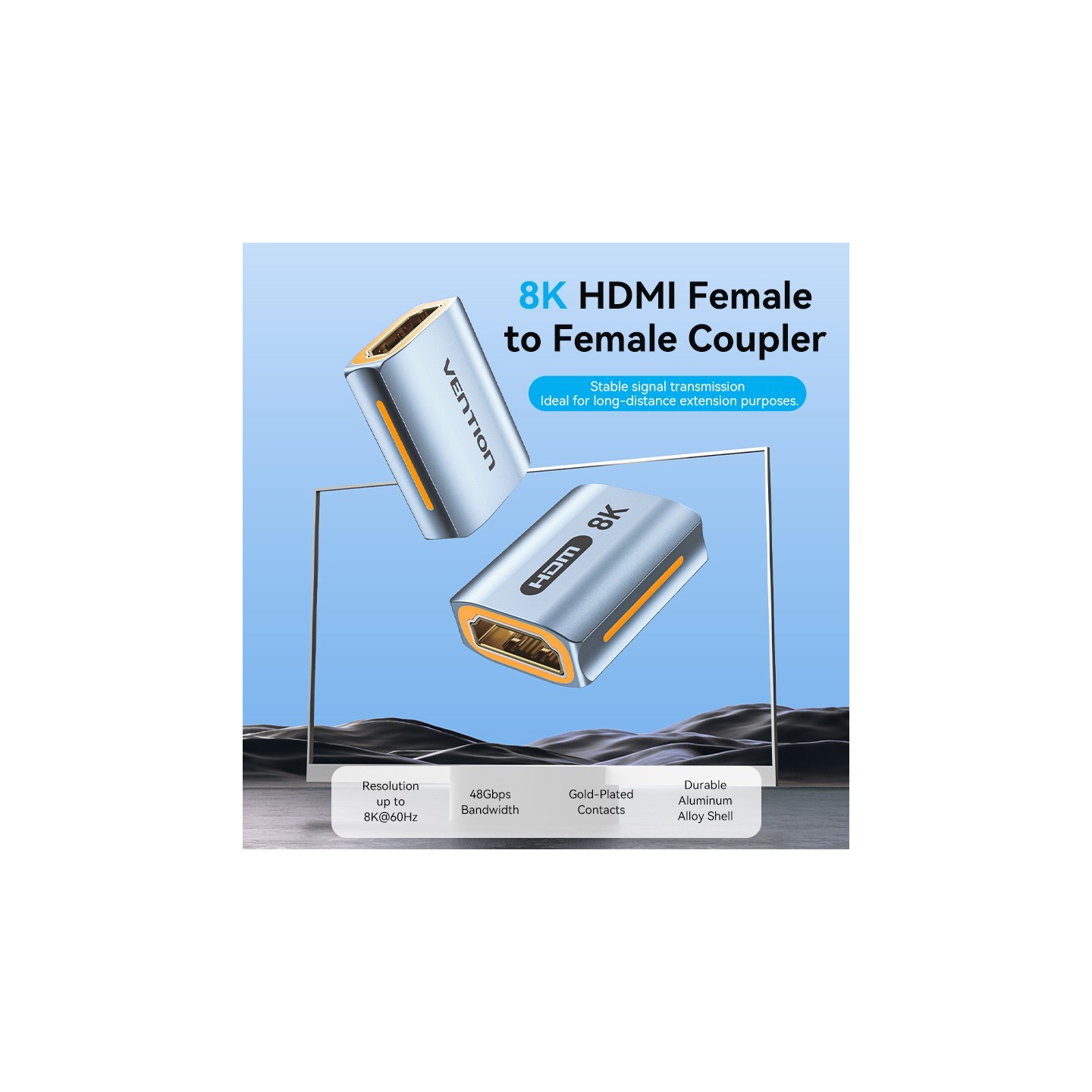 Vention HDMI Coupler - AIUH0 - Female-Female v2.1 8K Metal — Buy in Cyprus with Fast Delivery