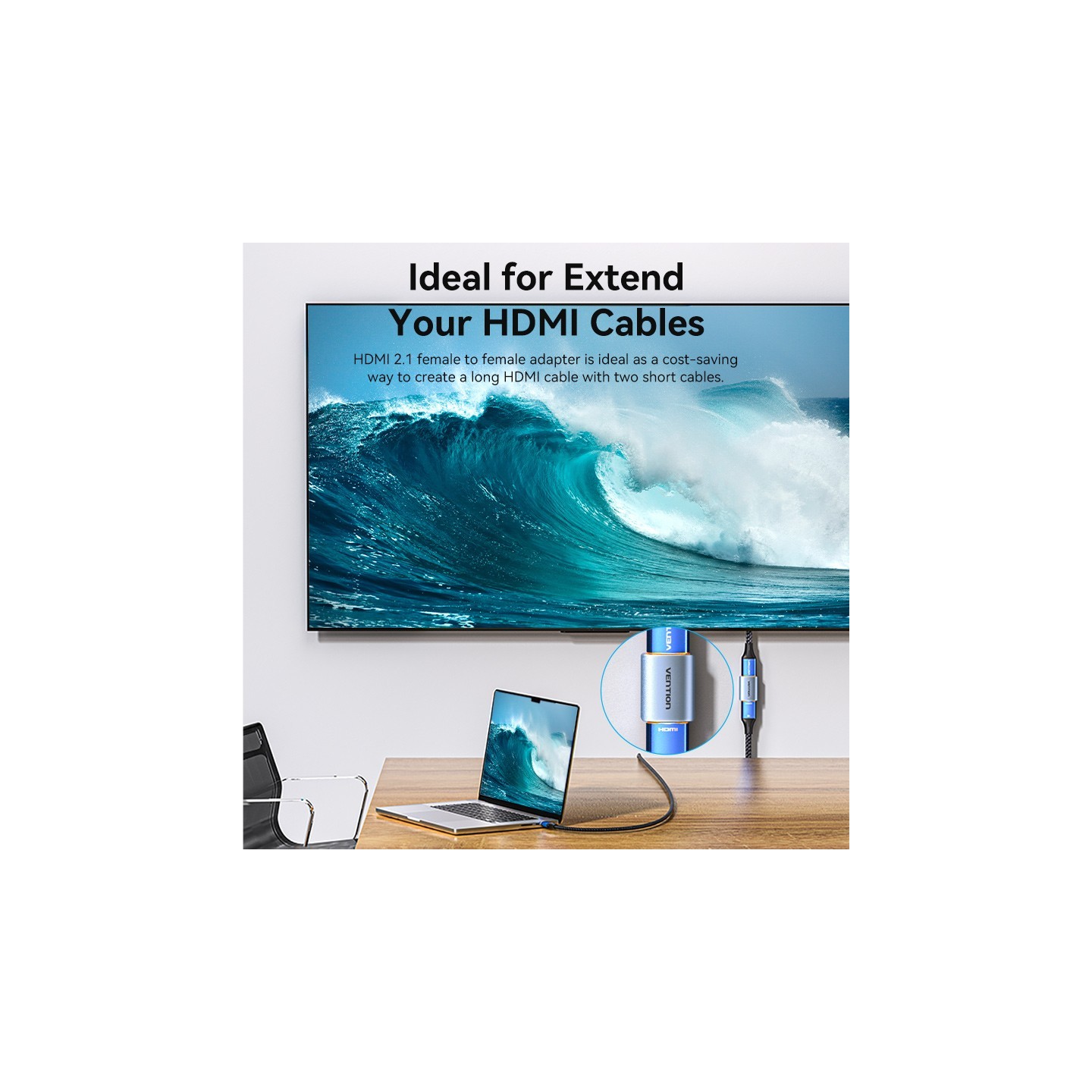 Vention HDMI Coupler - AIUH0 - Female-Female v2.1 8K Metal — Buy in Cyprus with Fast Delivery