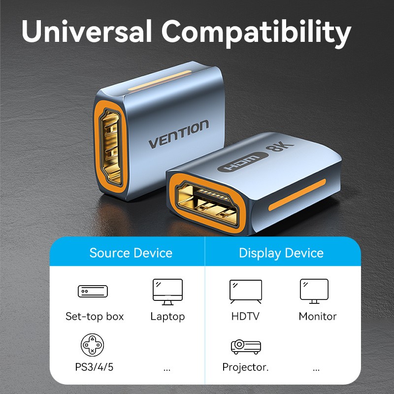 Buy Vention HDMI Coupler - AIUH0 - Female-Female v2.1 8K Metal in Cyprus, Nicosia, Limassol, Larnaka, Pafos