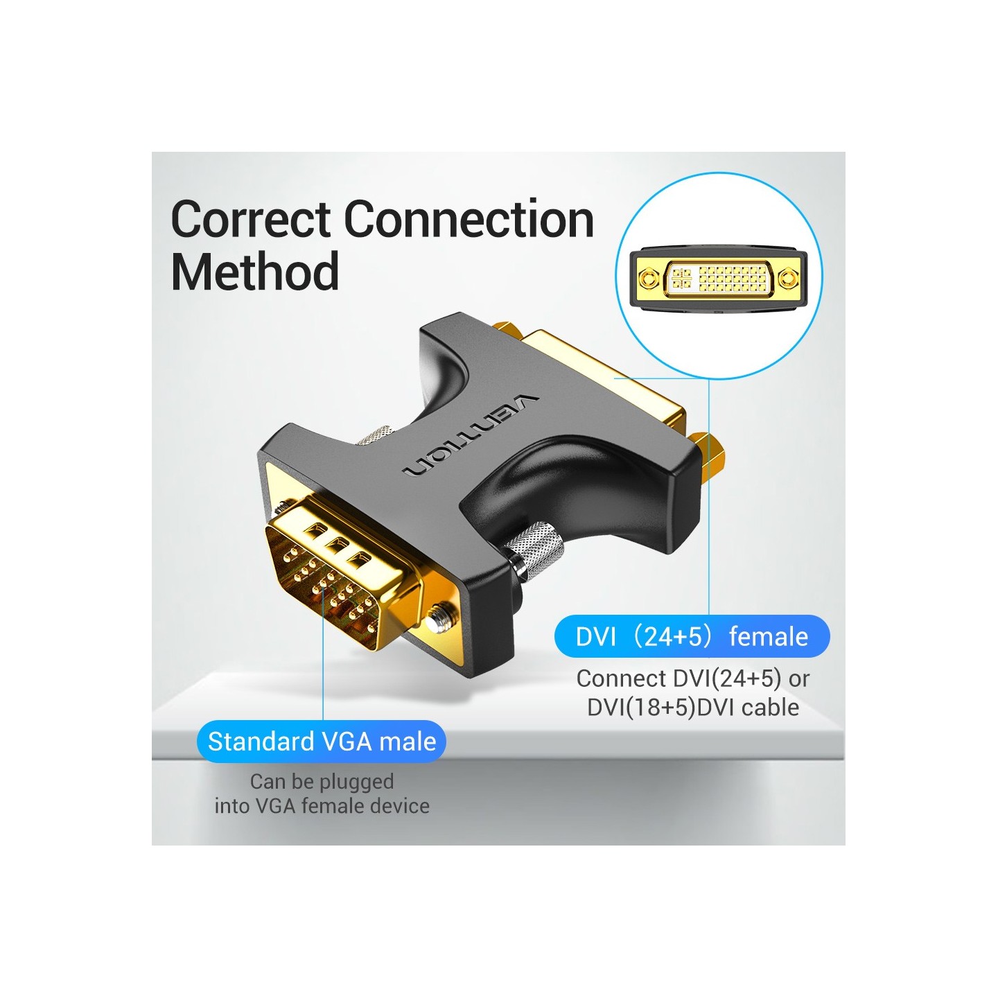 Vention VGA Adaptor Male to DVI Female - DDDB0 - 24+5 — Buy in Cyprus with Fast Delivery
