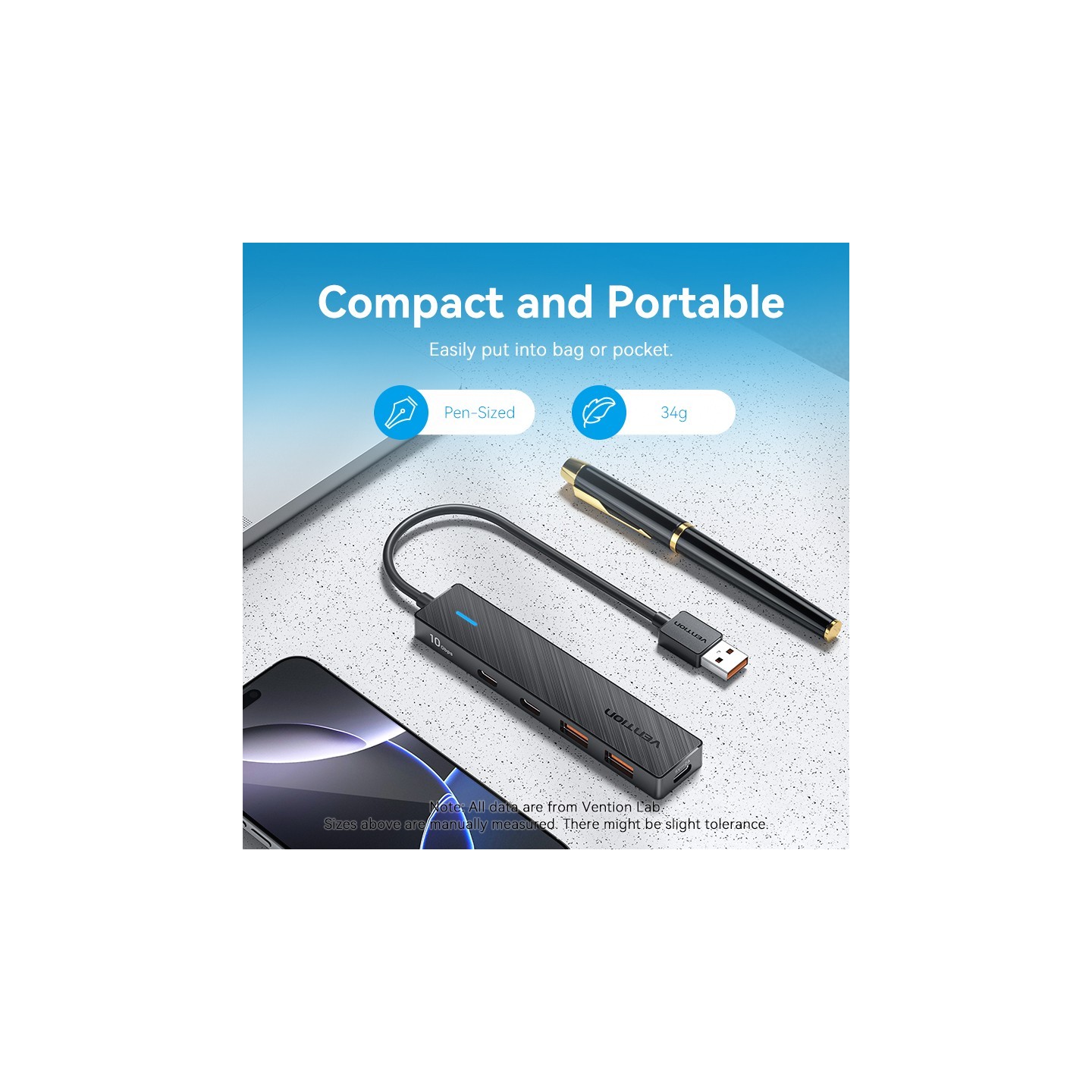 Vention CHSBB USB 3.2 Gen2 Hub 10Gbps 2xA 2xC + Power Port — Armenius Store Cyprus