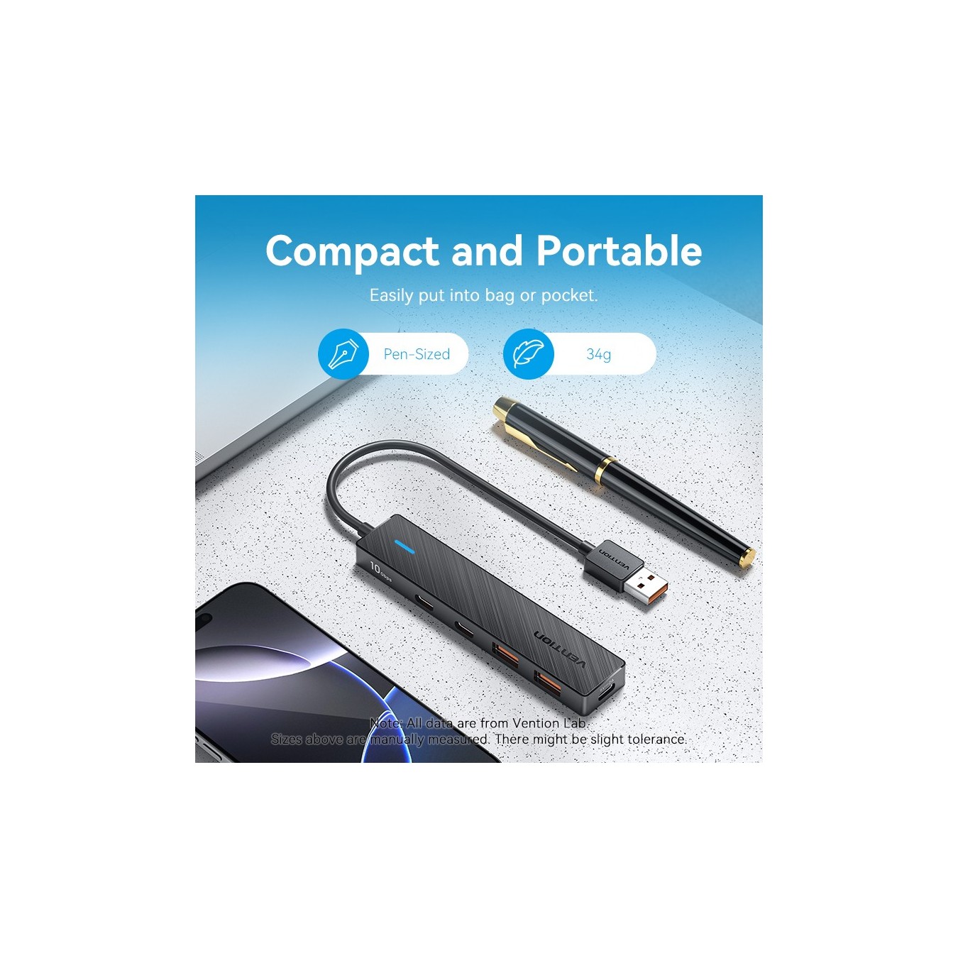 Vention CHSBB 5-in-1 USB Hub – 10Gbps 2x USB-A 2x USB-C | Armenius Store
