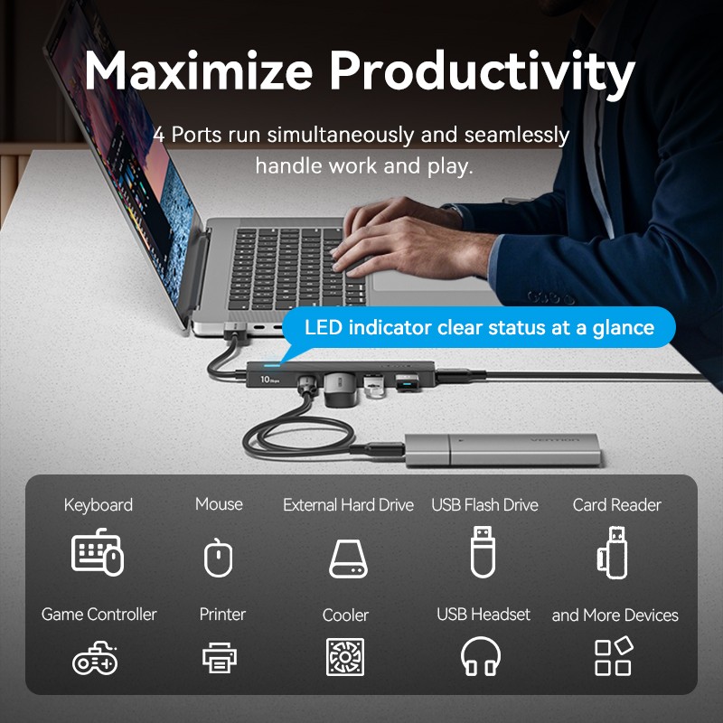 Buy Vention IT HUB - CHSBB - USB-A 2xA 2xC 3.2 Gen2 + USBC Power Port in Cyprus, Nicosia, Limassol, Larnaka, Pafos