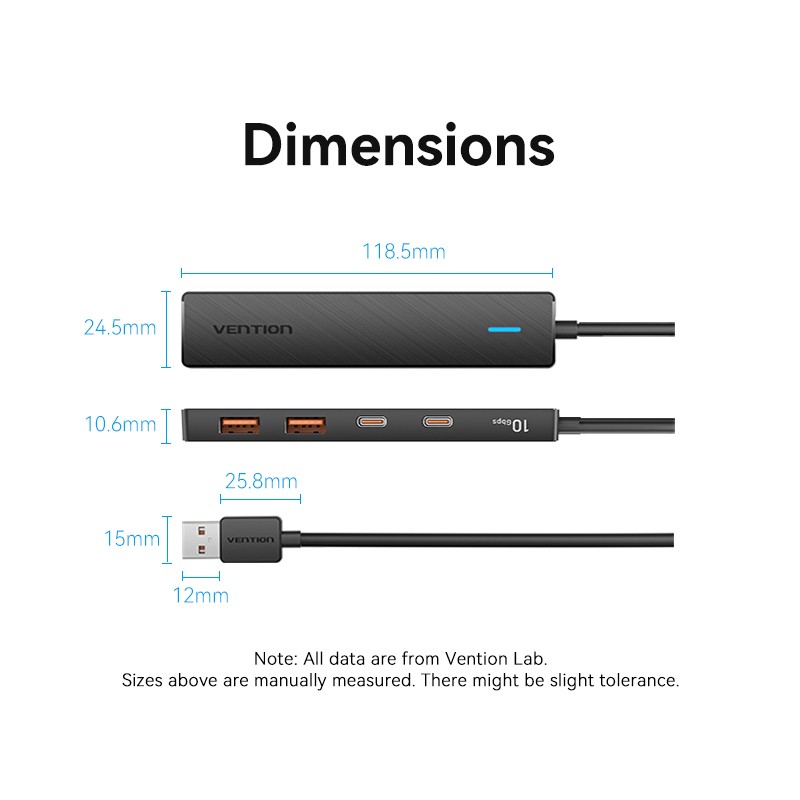 Buy Vention IT HUB - CHSBB - USB-A 2xA 2xC 3.2 Gen2 + USBC Power Port in Cyprus, Nicosia, Limassol, Larnaka, Pafos
