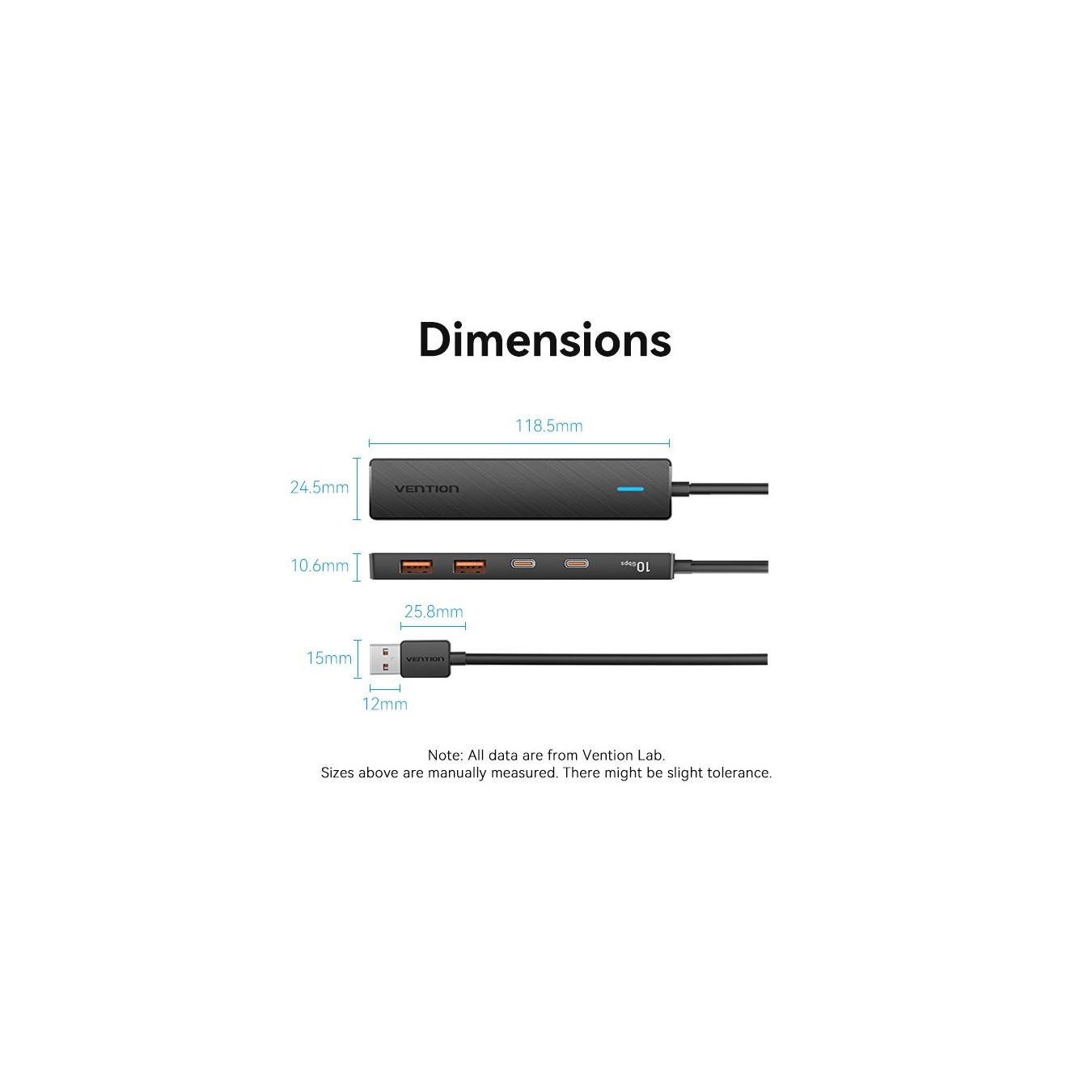Vention CHSBB 5-in-1 USB Hub – 10Gbps 2x USB-A 2x USB-C | Armenius Store