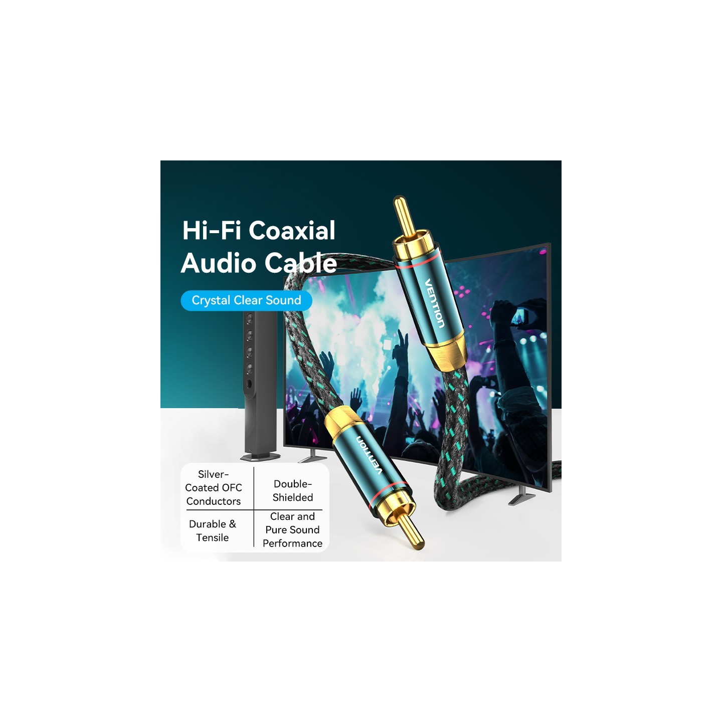 Vention AUDIO Digital Coaxial RCA Cable - BCTGJ - 5.0m — Buy in Cyprus with Fast Delivery