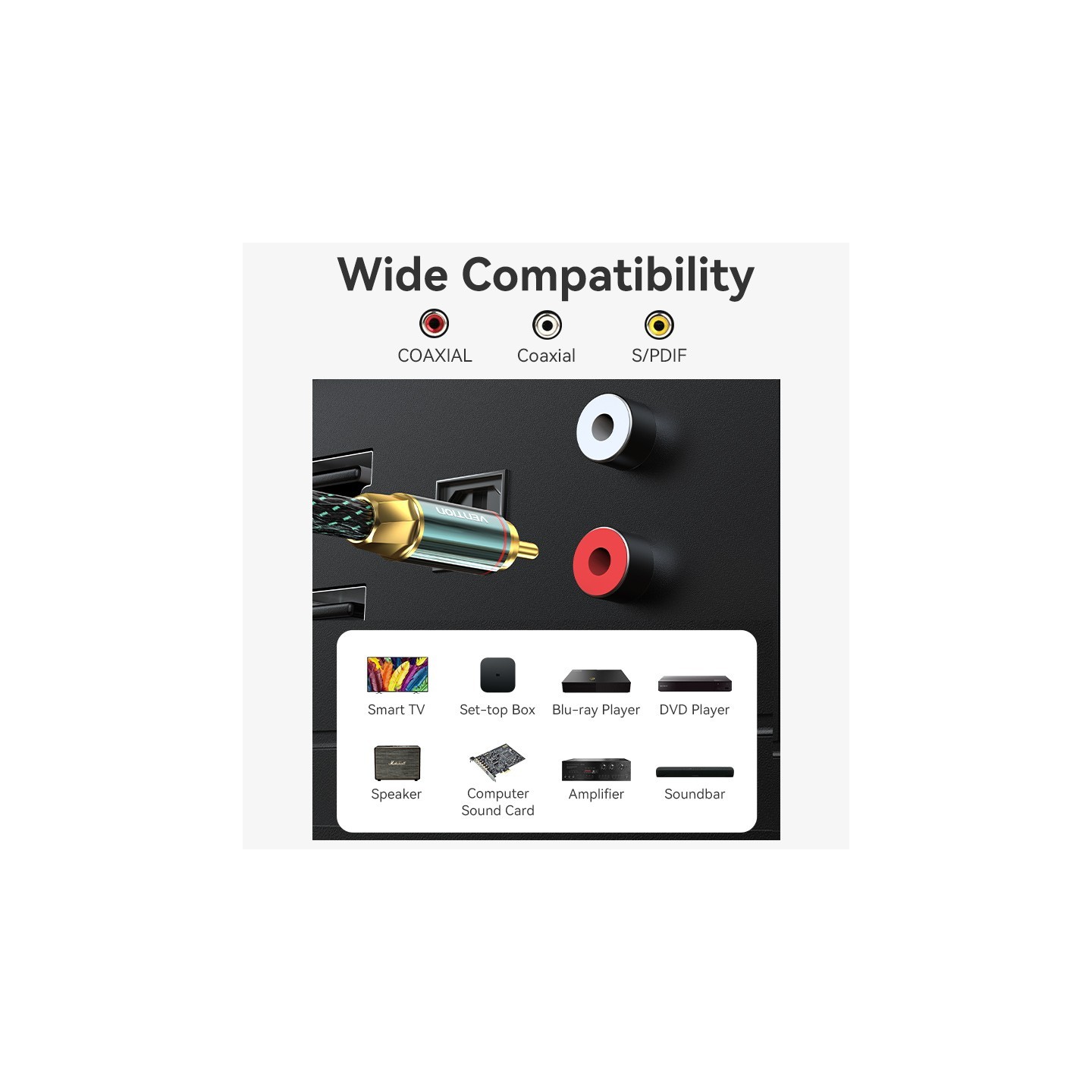 Vention AUDIO Digital Coaxial RCA Cable - BCTGJ - 5.0m — Buy in Cyprus with Fast Delivery