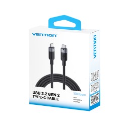 Buy Vention IT Cable - TRGBF - USB-C 3.2 Gen2 M-M 1.0m Braided Aluminum Black in Cyprus, Nicosia, Limassol, Larnaka, Pafos