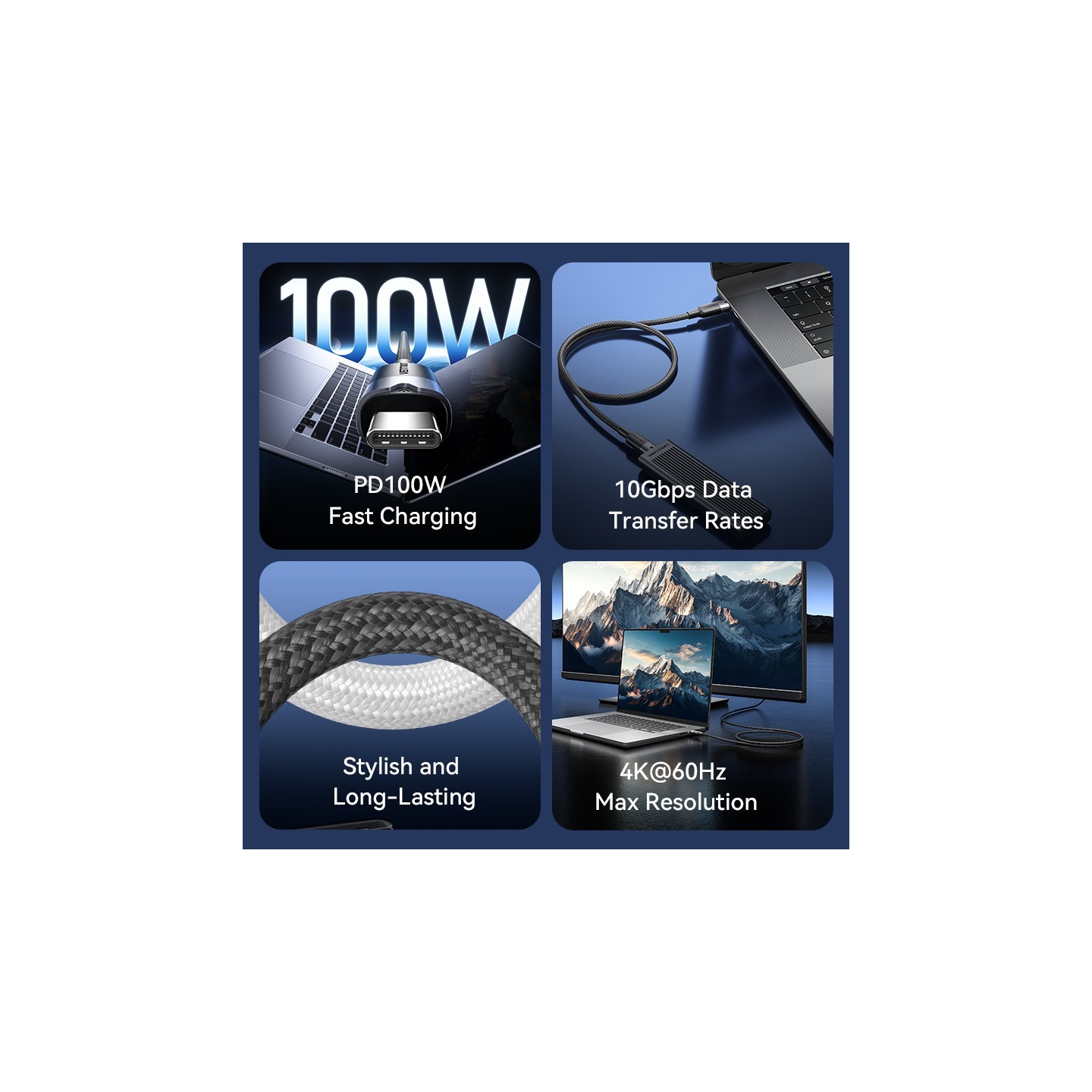 Vention IT Cable - TRGBF - USB-C 3.2 Gen2 M-M 1.0m Braided Aluminum Black — Buy in Cyprus with Fast Delivery