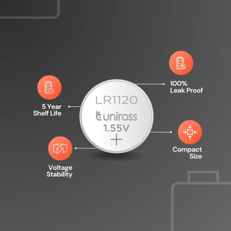 Buy Uniross Alkaline-Coin Battery - LR1120 - AG8 LR55 Battery (10-pack) in Cyprus, Nicosia, Limassol, Larnaka, Pafos