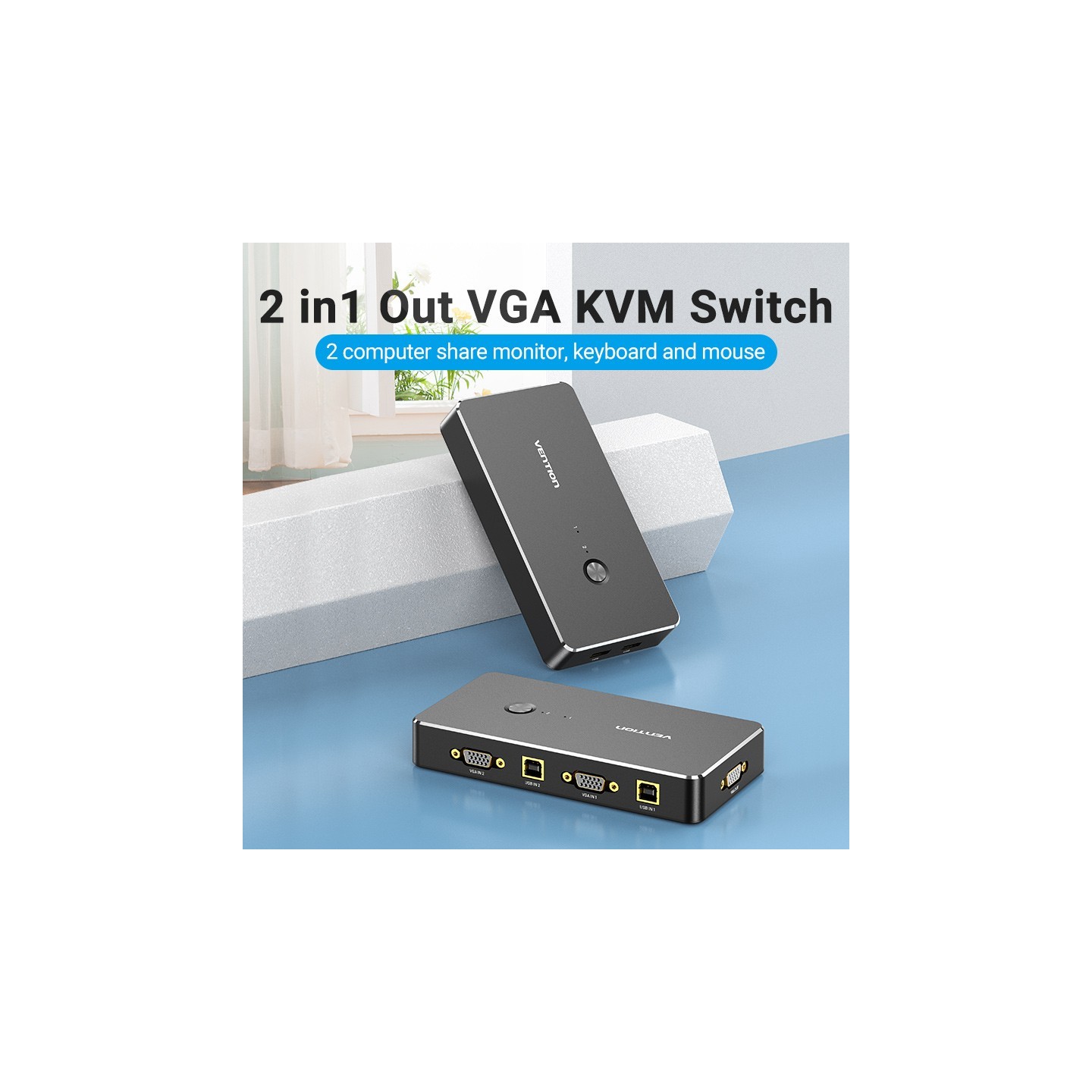 Vention KVM VGA Switch - DBEB0 - 2-Port 4K — Buy in Cyprus with Fast Delivery