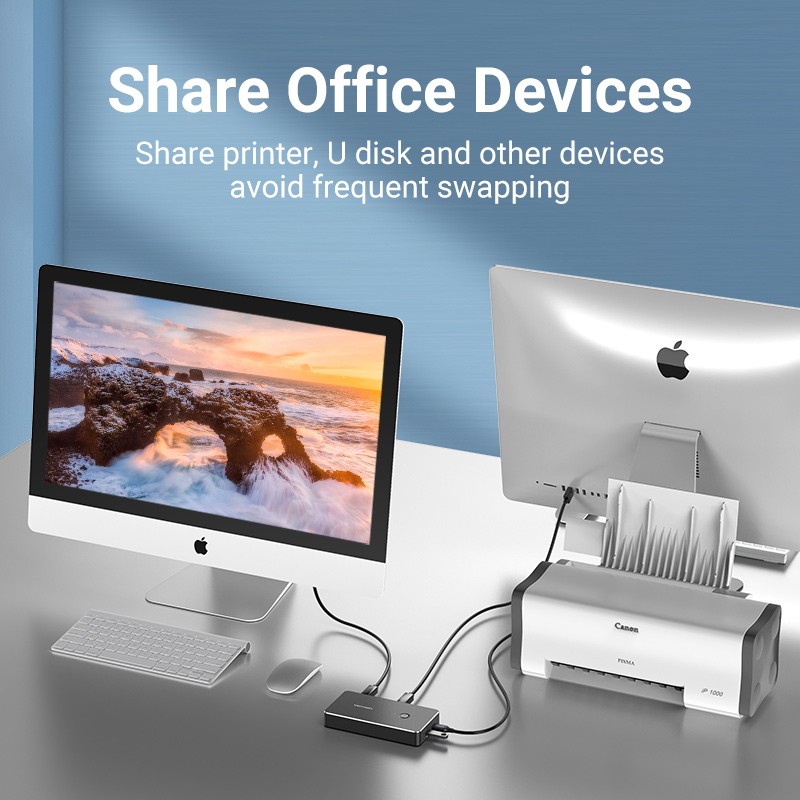 Buy Vention KVM VGA Switch - DBEB0 - 2-Port 4K in Cyprus, Nicosia, Limassol, Larnaka, Pafos