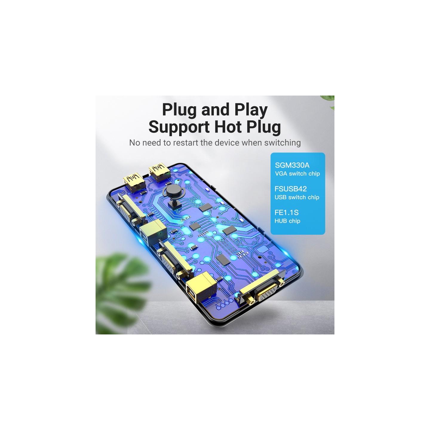 Vention KVM VGA Switch - DBEB0 - 2-Port 4K — Buy in Cyprus with Fast Delivery