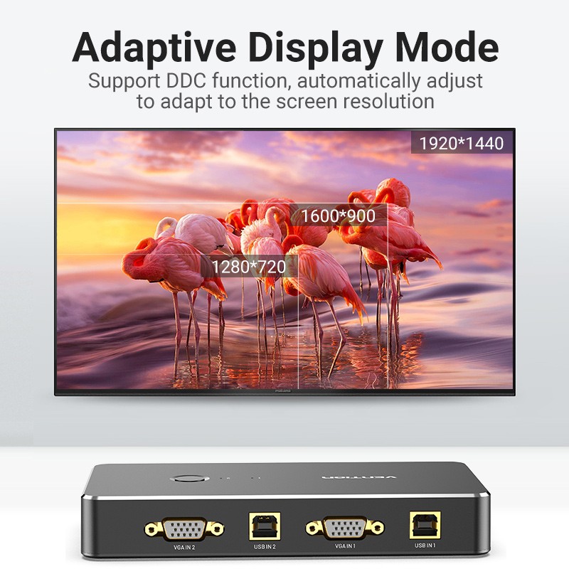 Buy Vention KVM VGA Switch - DBEB0 - 2-Port 4K in Cyprus, Nicosia, Limassol, Larnaka, Pafos