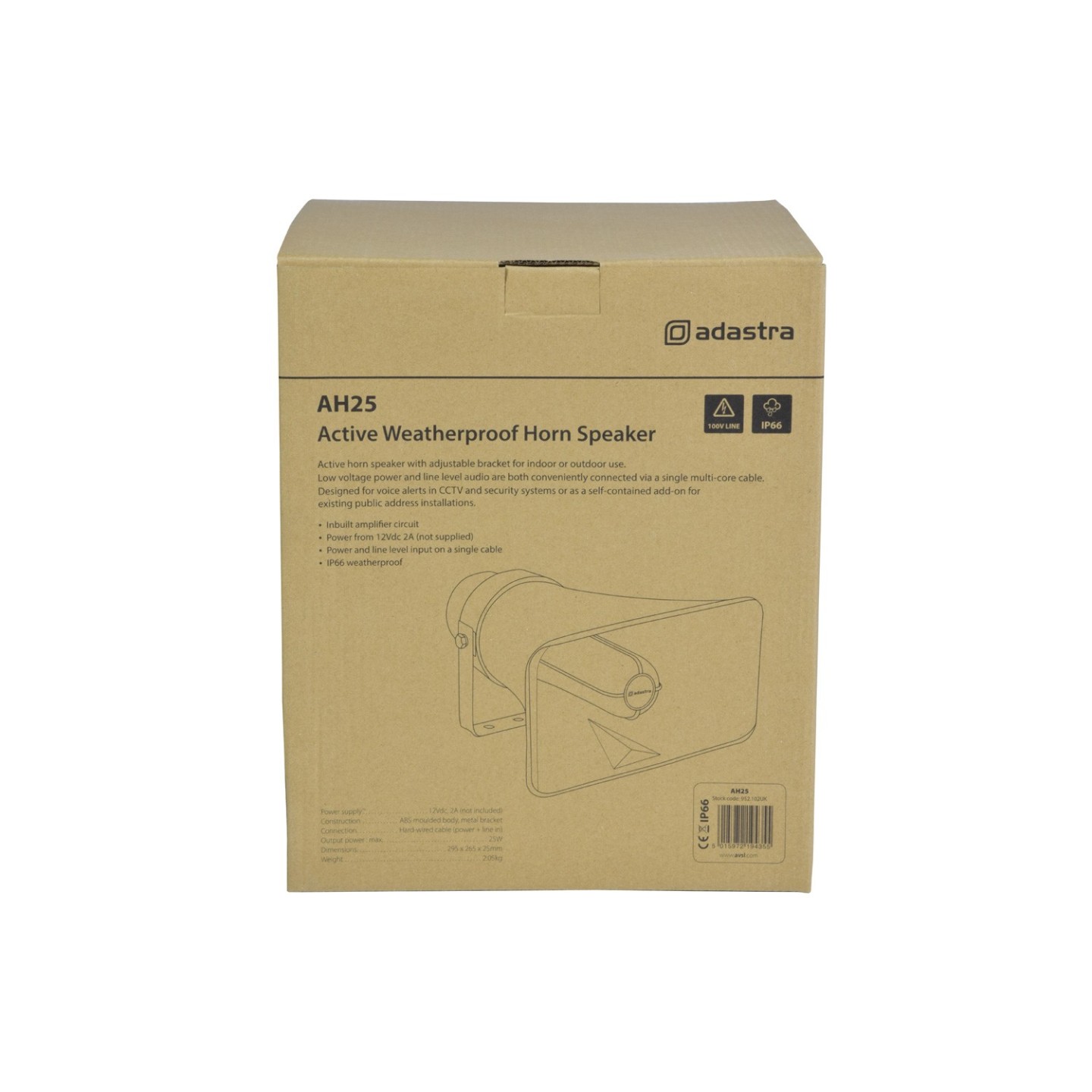 Adastra AH25 Active Weatherproof Horn Speaker 25W - 952.102UK - 8ohm — Buy in Cyprus with Fast Delivery