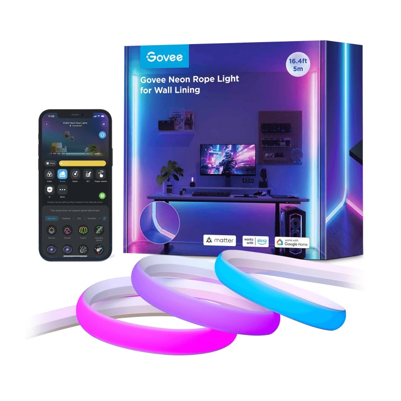 Buy Govee Gaming Wall Neon Rope Light 5m (Wall Lining) - H6641 - 5m (Wall Lining) in Cyprus, Nicosia, Limassol, Larnaka, Pafos