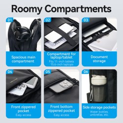 Buy Vention Backpack - KRKB0 - 15.6'' Water-Repellent USB Charge & Lock Black in Cyprus, Nicosia, Limassol, Larnaka, Pafos