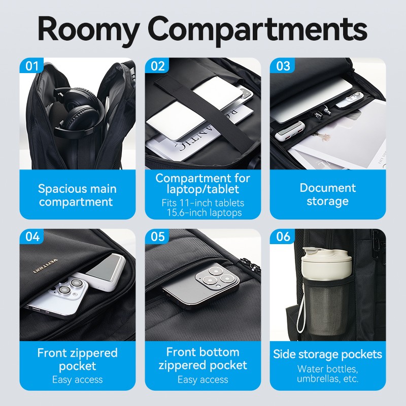 Buy Vention Backpack - KRKB0 - 15.6'' Water-Repellent USB Charge & Lock Black in Cyprus, Nicosia, Limassol, Larnaka, Pafos