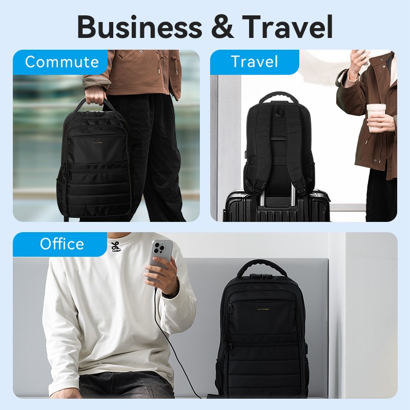 Buy Vention Backpack - KRKB0 - 15.6'' Water-Repellent USB Charge & Lock Black in Cyprus, Nicosia, Limassol, Larnaka, Pafos