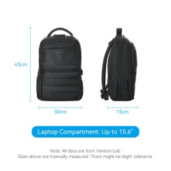 Buy Vention Backpack - KRKB0 - 15.6'' Water-Repellent USB Charge & Lock Black in Cyprus, Nicosia, Limassol, Larnaka, Pafos