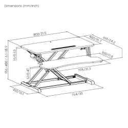 Buy Brateck Desk Converter - DWS15-01E - Sit Stand Electric 16-48cm in Cyprus, Nicosia, Limassol, Larnaka, Pafos