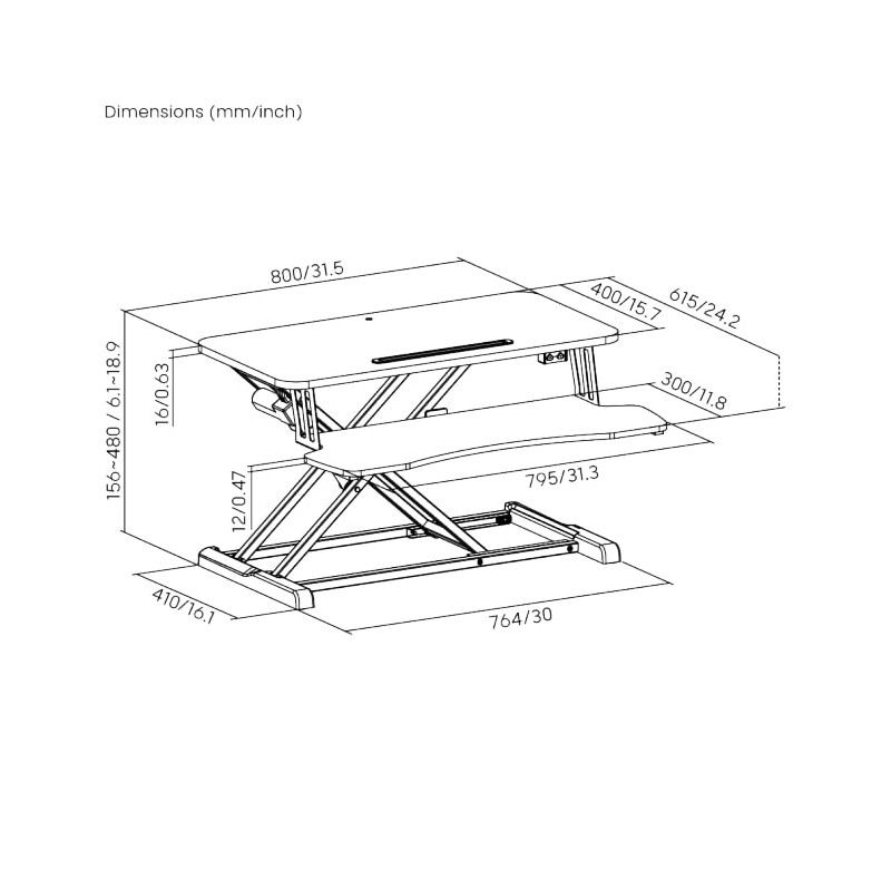 Buy Brateck Desk Converter - DWS15-01E - Sit Stand Electric 16-48cm in Cyprus, Nicosia, Limassol, Larnaka, Pafos
