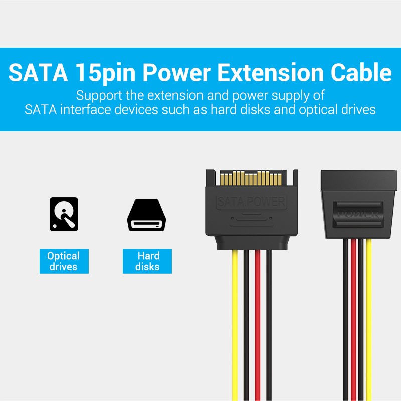Buy Vention IT Cable SATA 15P Power Extension - KDABY - 0.3m in Cyprus, Nicosia, Limassol, Larnaka, Pafos