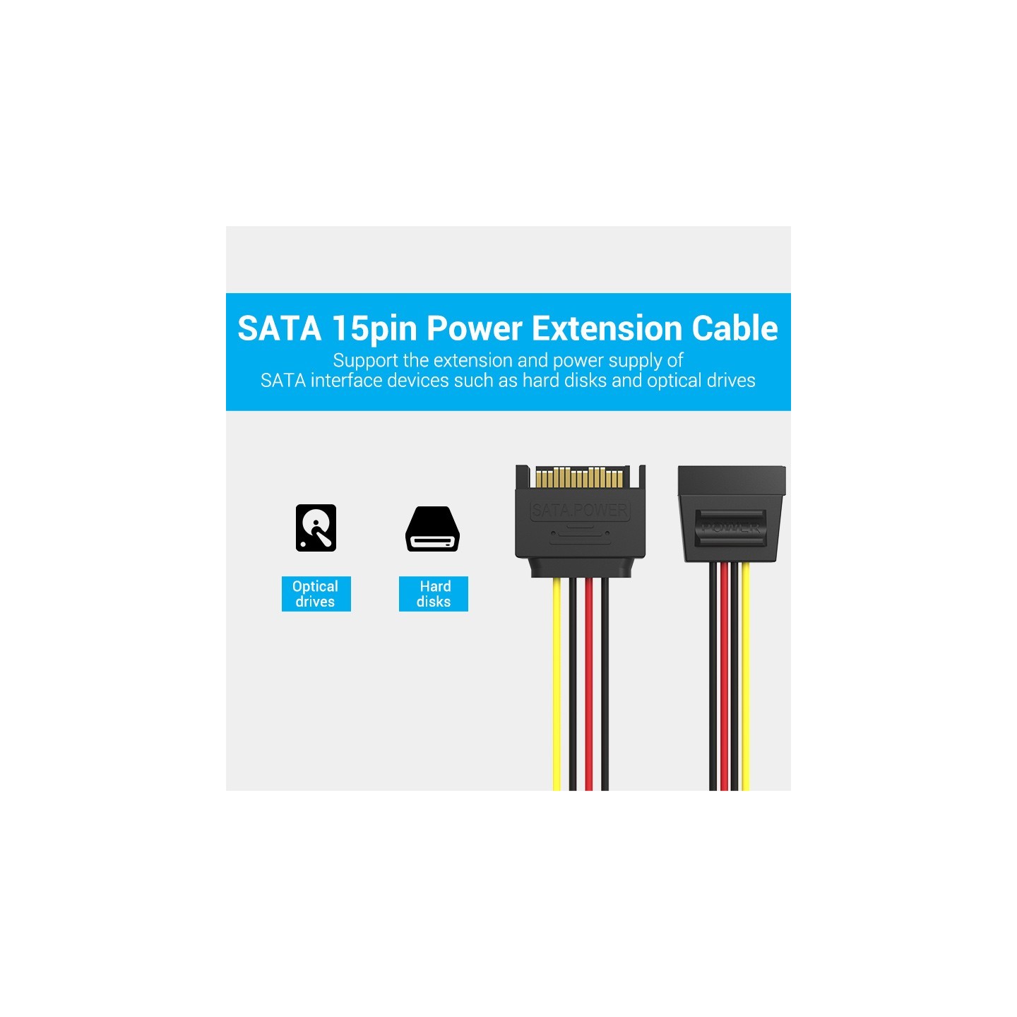 Vention IT Cable SATA 15P Power Extension - KDABY - 0.3m — Buy in Cyprus with Fast Delivery