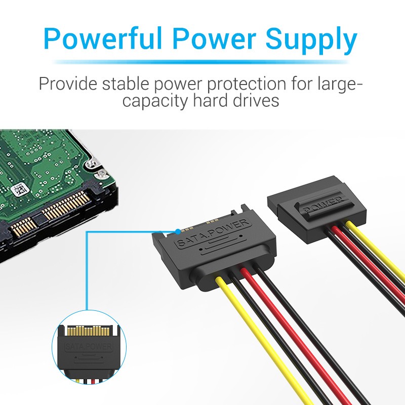 Buy Vention IT Cable SATA 15P Power Extension - KDABY - 0.3m in Cyprus, Nicosia, Limassol, Larnaka, Pafos