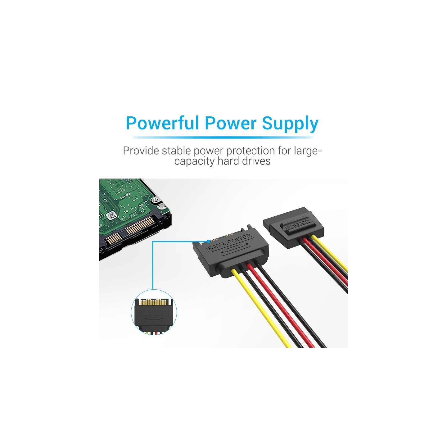 Vention IT Cable SATA 15P Power Extension - KDABY - 0.3m — Buy in Cyprus with Fast Delivery