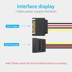Buy Vention IT Cable SATA 15P Power Extension - KDABY - 0.3m in Cyprus, Nicosia, Limassol, Larnaka, Pafos