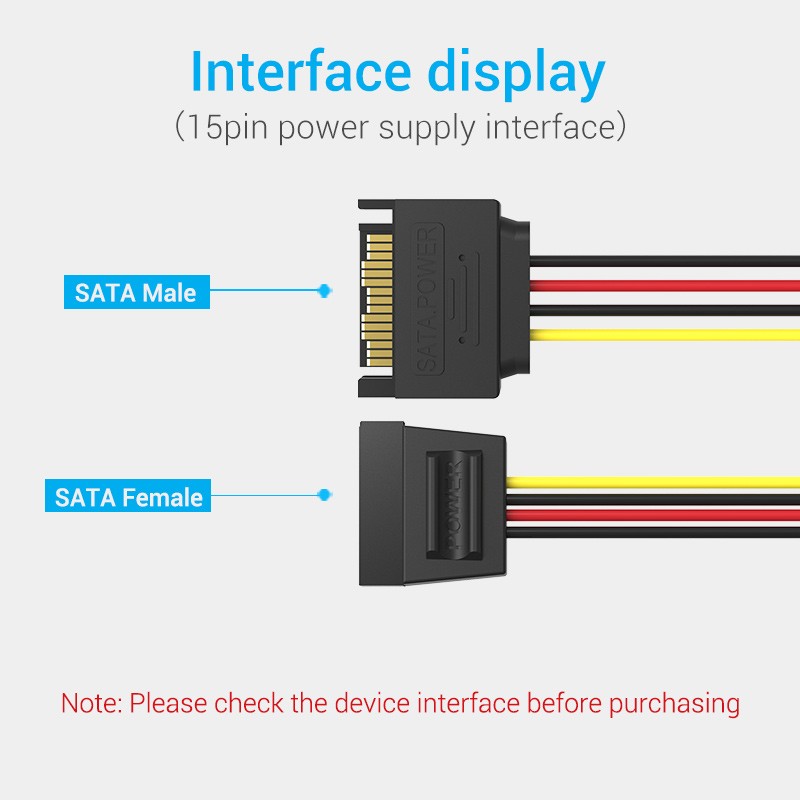 Buy Vention IT Cable SATA 15P Power Extension - KDABY - 0.3m in Cyprus, Nicosia, Limassol, Larnaka, Pafos