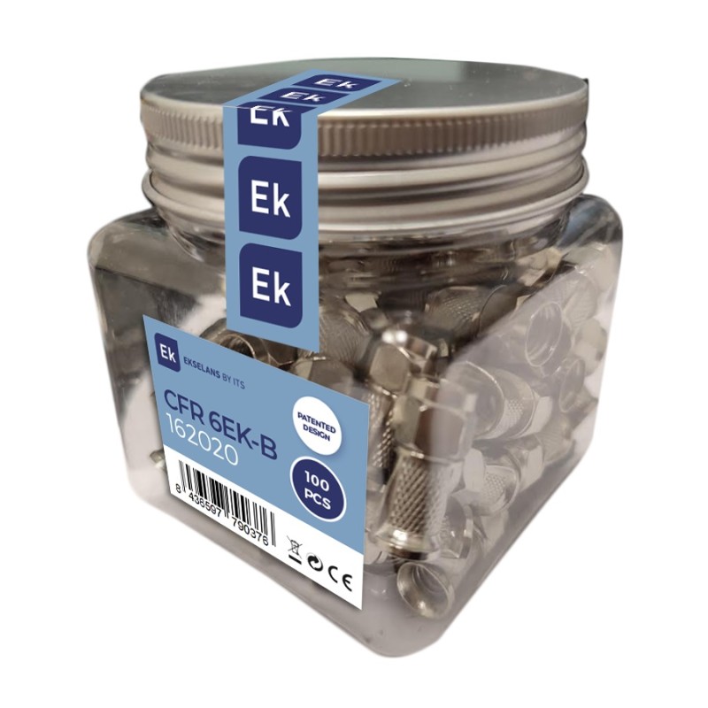Buy EK F-Connector - CFR6EK-B - F-Connector with wings 6-7mm 100pcs Bottle in Cyprus, Nicosia, Limassol, Larnaka, Pafos