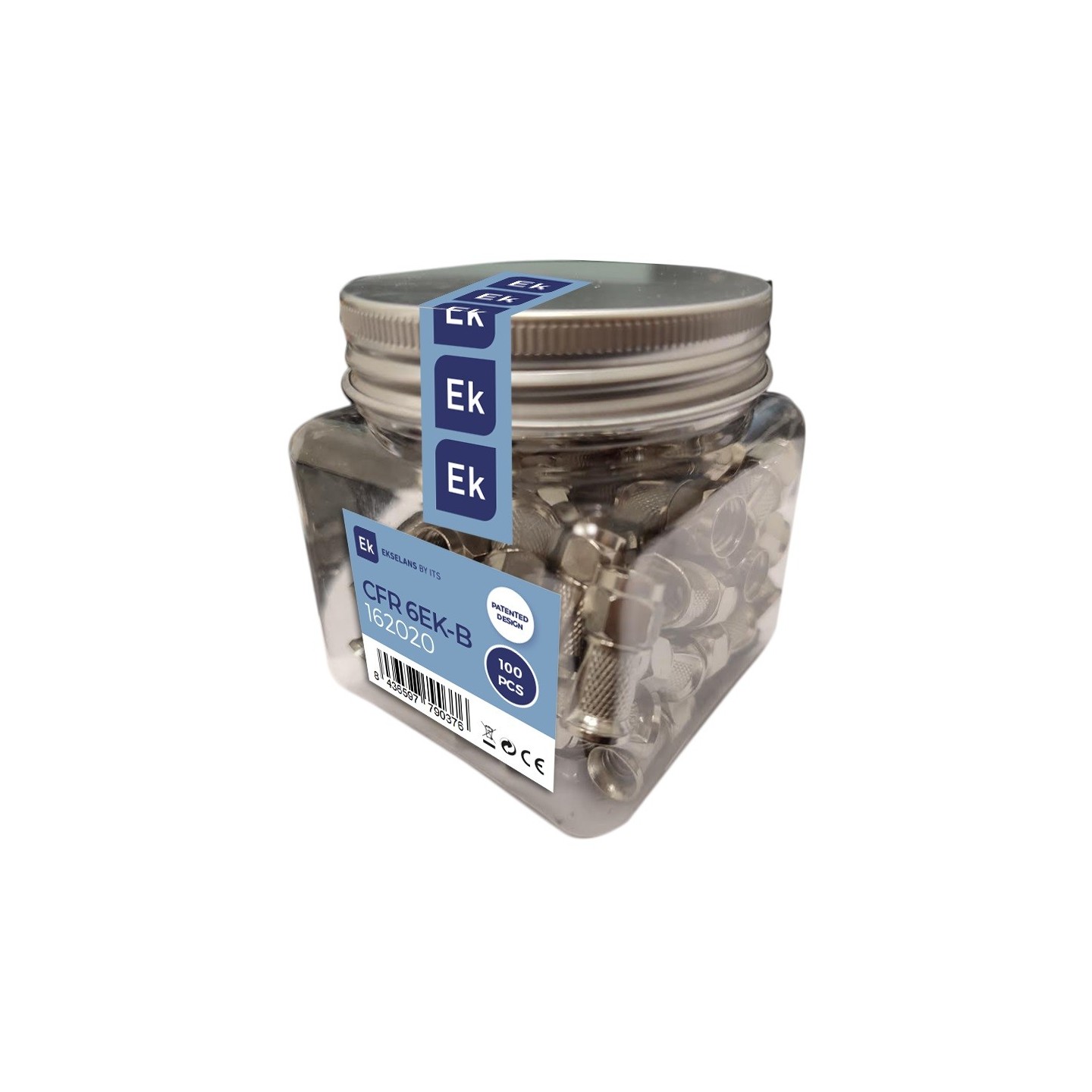 EK F-Connector - CFR6EK-B - F-Connector with wings 6-7mm 100pcs Bottle — Buy in Cyprus with Fast Delivery