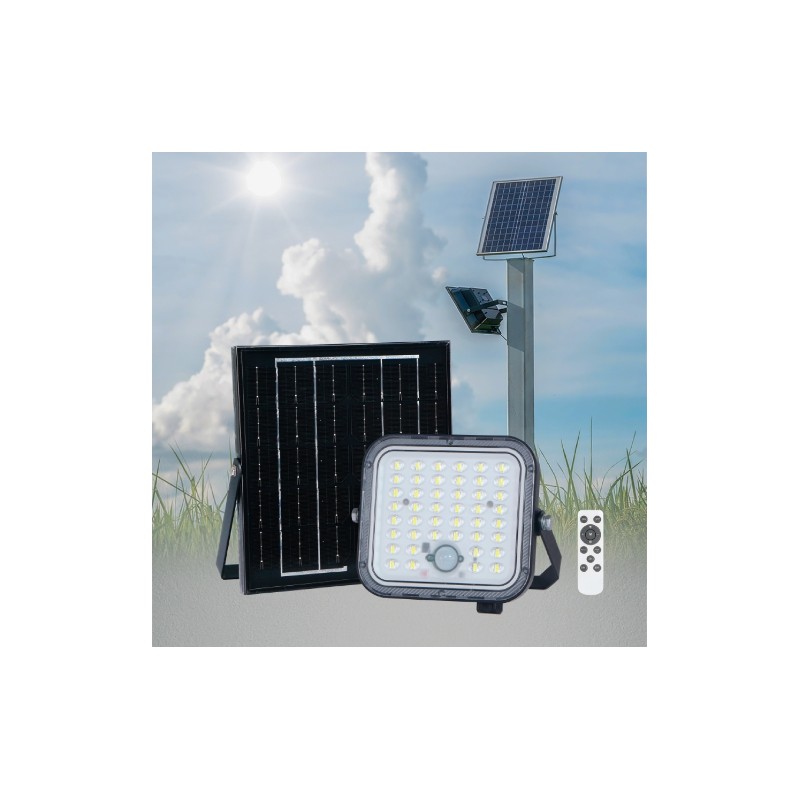 Buy GBC ON LED Dimmable Solar Floodlight - with Panel, Remote Control & PIR - 14... in Cyprus, Nicosia, Limassol, Larnaka, Pafos